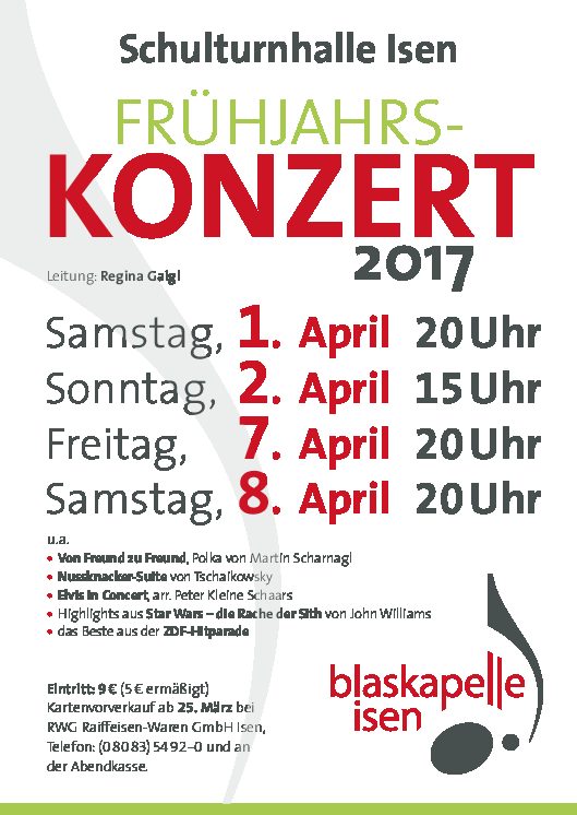Blaskapelle Isen Frühjahrskonzert 2017