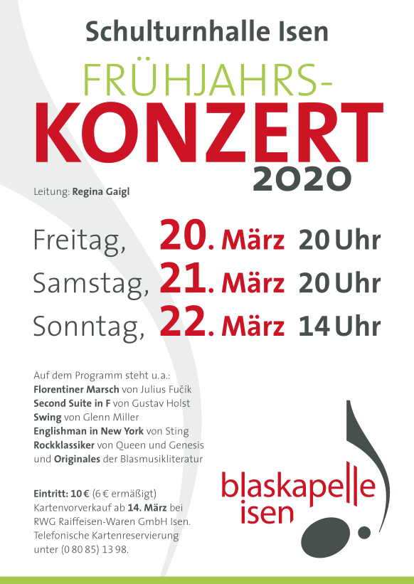 Blaskapelle Isen Frühjahrskonzert 2020